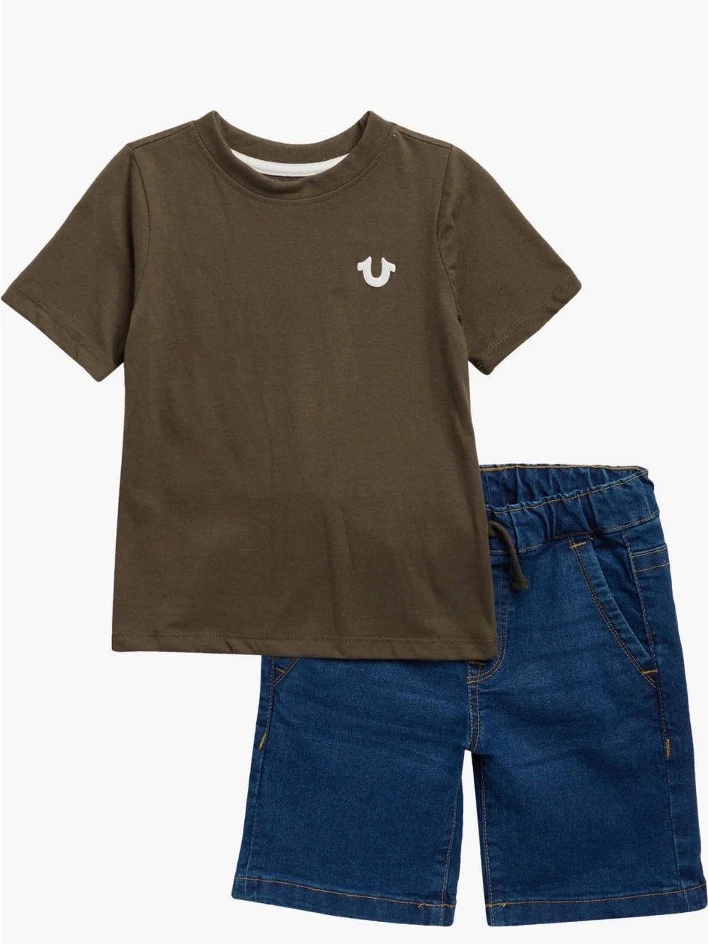 True Religion Boys T-Shirt & Denim Shorts Set Size Small Little Kid NWT